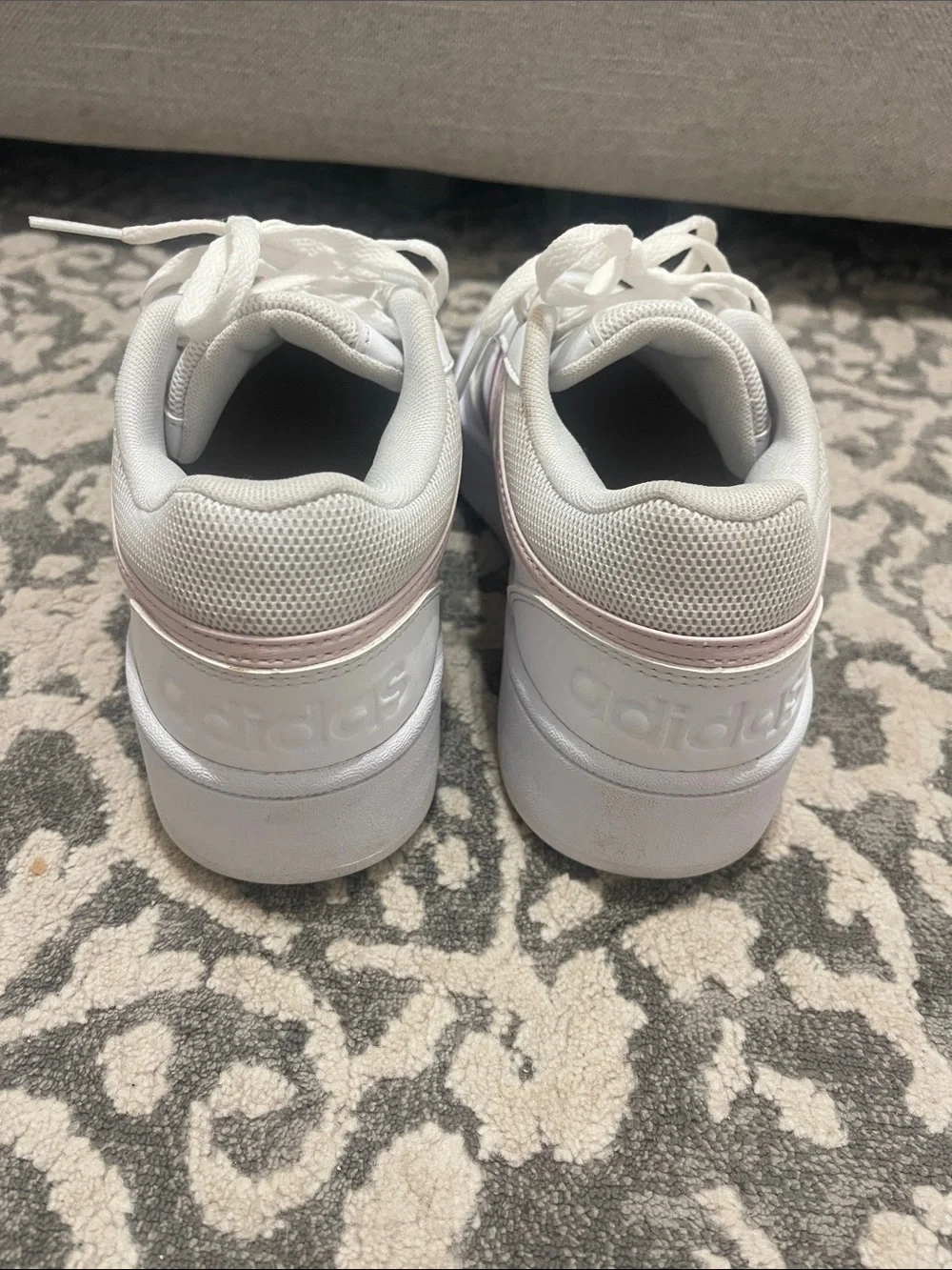 adidas White Sneakers with Pale Pink Trim